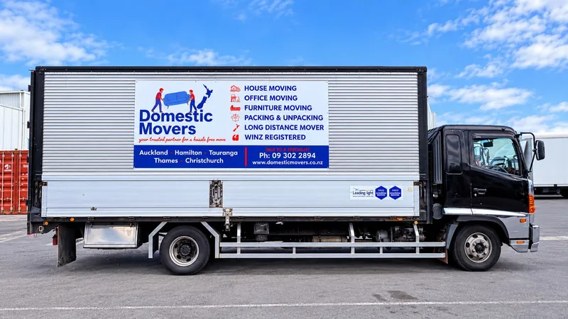 Domestic Movers branded moving truck