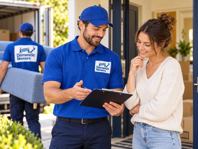 WINZ Moving Quote — illustration of movers in Domestic Movers branded shirts